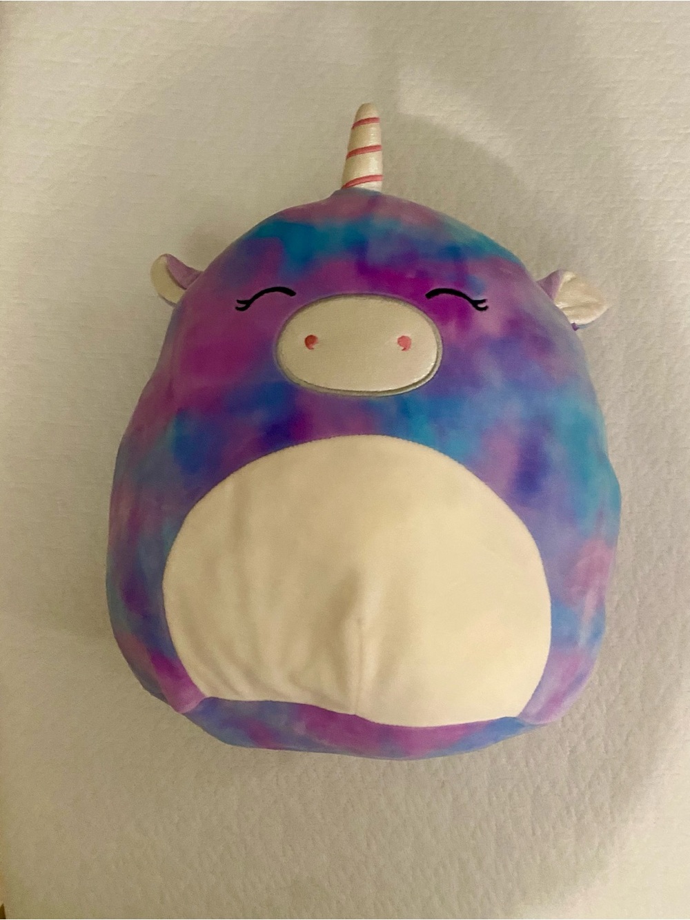 Squishmallows Plush Unicorn Pillow for Kids - Purple Blue Tie-Dye 8”